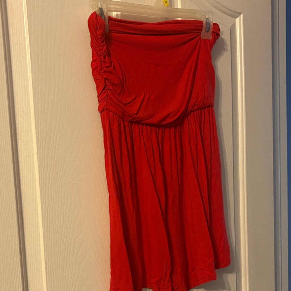Red Strapless Romper